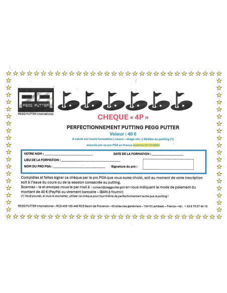 4P VOUCHER : PEGG PUTTER PUTTING PROFICIENCY VOUCHER