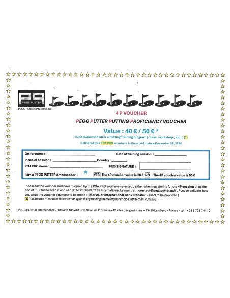 4P VOUCHER : PEGG PUTTER PUTTING PROFICIENCY VOUCHER