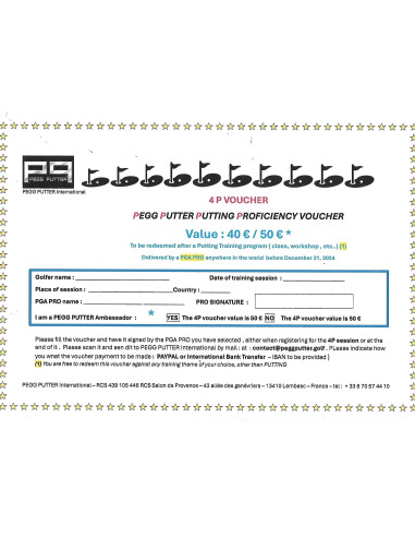 4P - PEGG PUTTER PUTTING PROFICIENCY VOUCHER